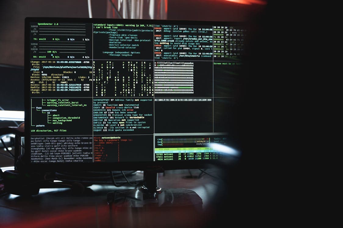 System hacking activity on a computer monitor